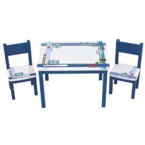  Ukid Little Athlete Wood Table and Chair Set, Hand Painted 
