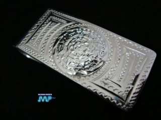   Silver .925 Money Clip Tasco Mexico Aztec Calendar Nice Hand Crafted