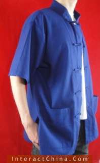 Blue Cotton Kungfu Martial Art Tai Chi Clothing Shirt #123  