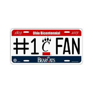 Cincinnati Bearcats #1 Fan Metal License Plate *SALE 
