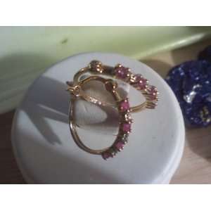 Flawless Genuine Diamond and Ruby Gold Hooped Earrings From Jc Penneys 