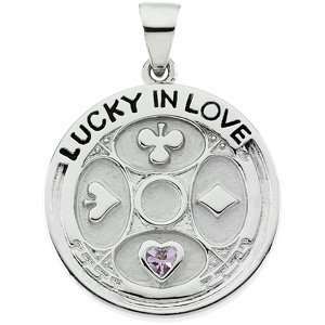   Lucky in Love Disc Pendant Necklace, 18 Deborah J. Birdoes Jewelry