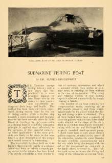 1908 Article Submarine Fishing Boat Diagram Gradenwitz   ORIGINAL 