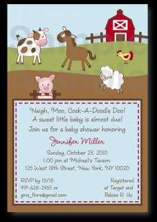 Farm Animal Acre Baby Shower Invitation Print Your Own  