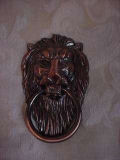 Darkened Copper tone Metal Lion Door Knocker Striker by Kingdog 