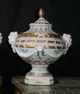 Pair Sevres Porcelain Cherub Dishes Bowls Urns  