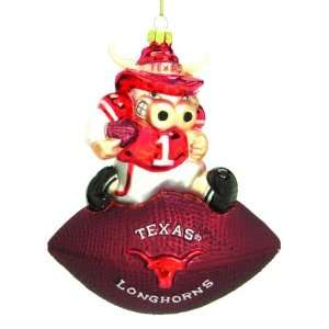 NCAA Texas Longhorns Mouth Blown Glass Mascot Football Christmas 