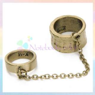   DOUBLE 2 TWO FINGER CONNECTOR SLAVE CHAIN KNUCKLE RING 2 Colors  