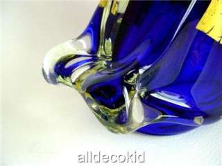 VINTAGE MURANO ART GLASS COBALT BLUE DOUBLE BULB TABLE LAMP  