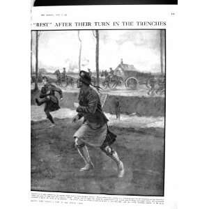  1915 WAR SCOTTISH SOLDIERS GAME FOOTBALL TRENCHES