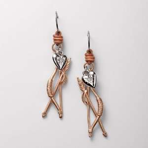  Fossil Rose Bow and Arrow Earrings Jewelry