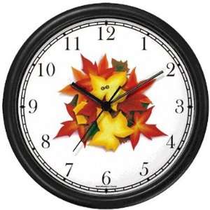  Autumn (Fall) Leaves with Two Ladybugs Kissing Wall Clock 