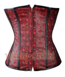 Red Cross Faux Leather CORSET Underbust Bustier Small  