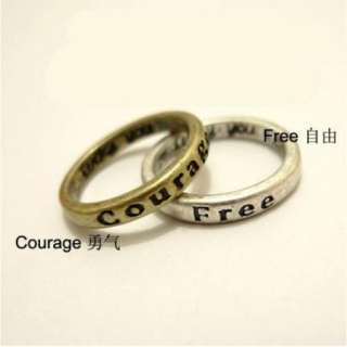 Pcs HOPE LOVE LUCK PEACE Free Belief Wisdom Courage Ring  