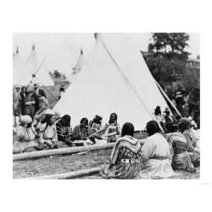 Indian Women Playing a Stick Game Photograph   Glacier National Park 