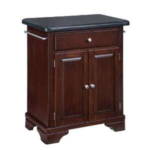  Kitchen Cart with Black Granite Top in Cherry Finish