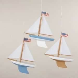  Pack of 6 Wooden Sailboat with American Flag Christmas 