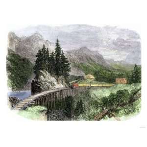 Railroad Trestle in the Cascade Mountains of Oregon, 1866 Premium 