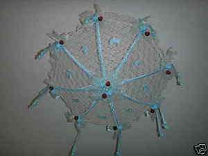 32 White Lace baby shower umbrella blue babies & pins  
