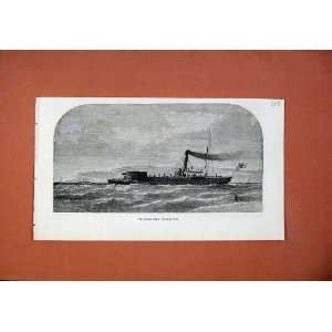  1873 Fine Art Double Screw Gun Boat Snap Sea War Ship 