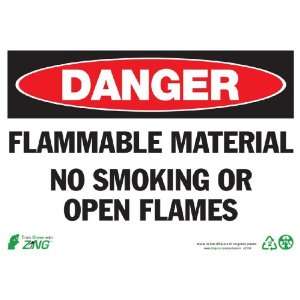 Zing Eco Safety Sign, Header DANGER, FLAMMABLE MATERIAL NO SMOKING 