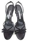 MANOLO BLAHNIK Black Suede Leather Open Toe Thin Strappy Slingbacks Sz 