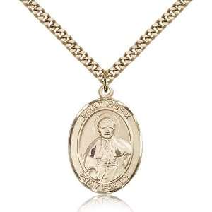  Gold Filled St. Saint Pius X Medal Pendant 1 x 3/4 Inches 