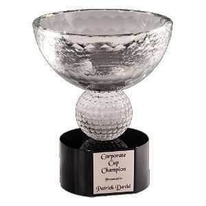  Crystal Golf Bowl Award with Black Pedistal Base 6 Tall 
