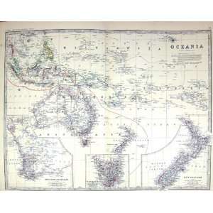  Map C1877 Oceania New Zealand Tasmania Australia Fiji