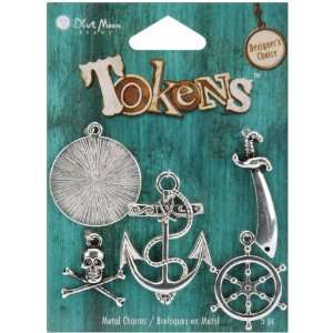  Blue Moon Tokens Metal Charms 5/Pkg Silver Pirate   659761 