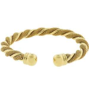  14k Yellow Gold Plated Twisting Cuff Bracelet Jewelry