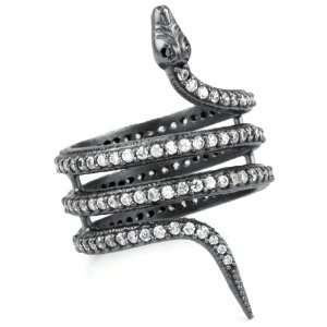  Azaara Static Rhodium Snake Ring, Size 7 Jewelry