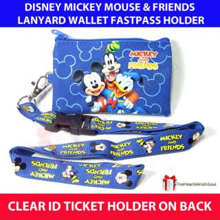 Disney Mickey Mouse Goofy Donald Lanyard Fastpass Ticket Pin Id Holder 