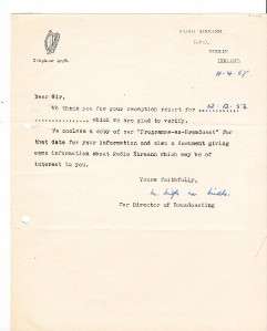 QSL Radio Eireann Dublin Ireland signed 1957 DX SWL  