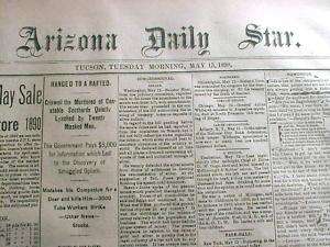 1890 TUCSON Arizona Terr newspaper w WESTERN SADDLE ad  
