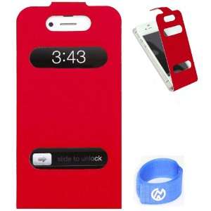 iPhone 4S/4 Slim Adhesive Flip Cover Case with Magnetic Closure Flap 