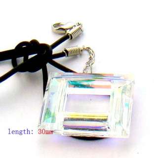 c9014 Scream Rainbow Square Bead Glass Crystal Pendant 