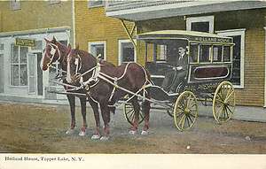   NEW YORK HOLLAND HOUSE HORSE DRAWN CARRIAGE POSTCARD STORE 1911 VIEW