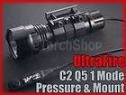 UltraFire C2 Cree Q5 LED Flashlight w Pressure Switch & Rail Mount 