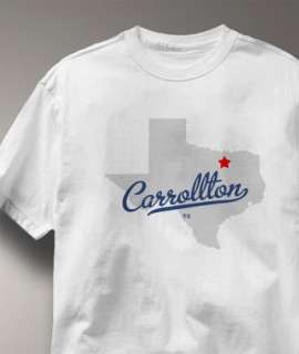 Carrollton Texas TX MAP Hometown Souvenir T Shirt 2XL  