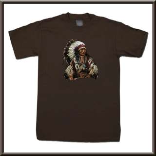 One Star Native American Chief Indian T Shirt S,M,L,XL,2X,3X,4X,5X 14 