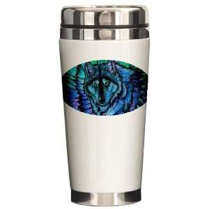 Wolf Aurora Art Ceramic Travel Mug by   Kitchen 