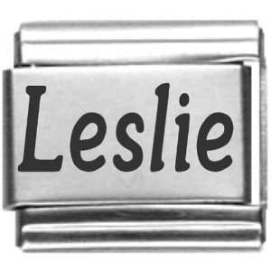  Leslie Laser Name Italian Charm Link Jewelry