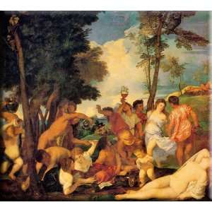  Bacchanal 16x14 Streched Canvas Art by Titian