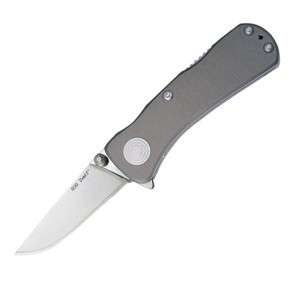   Twitch I Knife Plain Edge Drop Point Blade Black Aluminum Handle TWI 7