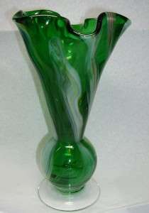 Small Vintage Hand Blown Murano/Venetian Art Glass Vase~Ruffle Edge 