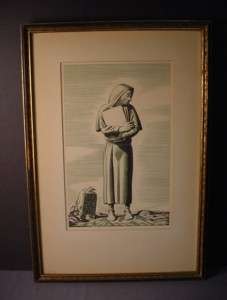Rockwell Kent Lithograph Canterbury Tales Monk Art Deco  