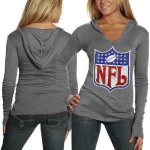 Junk Food NFL Hooded Premium Long Sleeve T Shirt   Gray (Small)