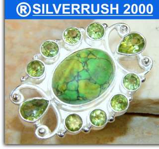 TURQUOISE, PERIDOT .925 SILVER RING ; SIZE 7 1/4 ; the head of 