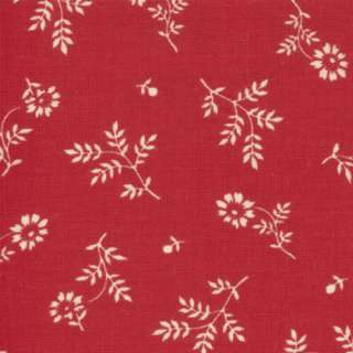 Redwork Renaissance Fabric Red Dainty Daisies Chloes Closet Moda per1 